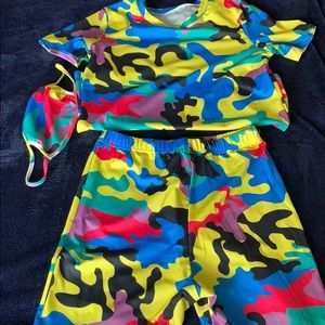 Two piece Camo set with mask (never been worn)